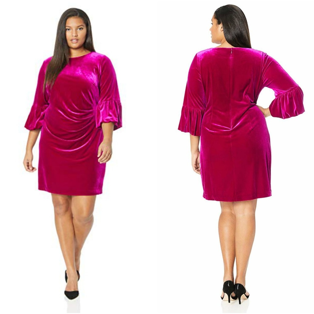 Jessica Howard Magenta Velvet Dress